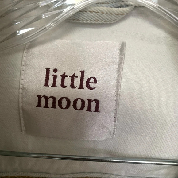 Little Moon Aritzia Dianthus White Denim Patch Decal Jacket L - Picture 12 of 16